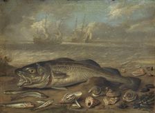 Fish and marine landscape, c1656. Creator: Jan van Kessel