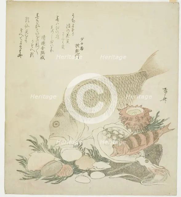 Fish and shells, 1821. Creator: Shinsai.