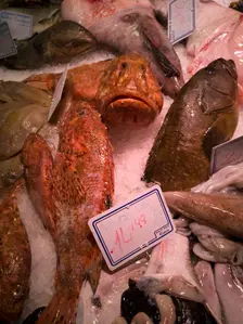 Fish at La Bouqueria, Barcelona, Spain, 2020. Creator: Ethel Davies