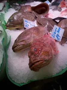 Fish at La Bouqueria, Barcelona, Spain, 2020. Creator: Ethel Davies