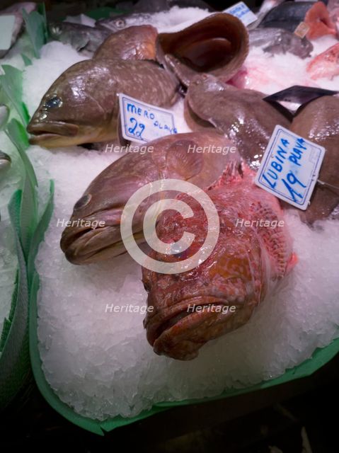 Fish at La Bouqueria, Barcelona, Spain, 2020. Creator: Ethel Davies.