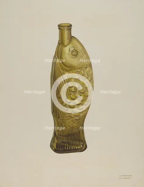 Fish Bitters Bottle, 1935/1942. Creator: Loraine Makimson.