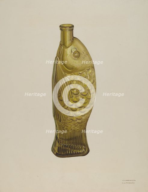 Fish Bitters Bottle, 1935/1942. Creator: Loraine Makimson.