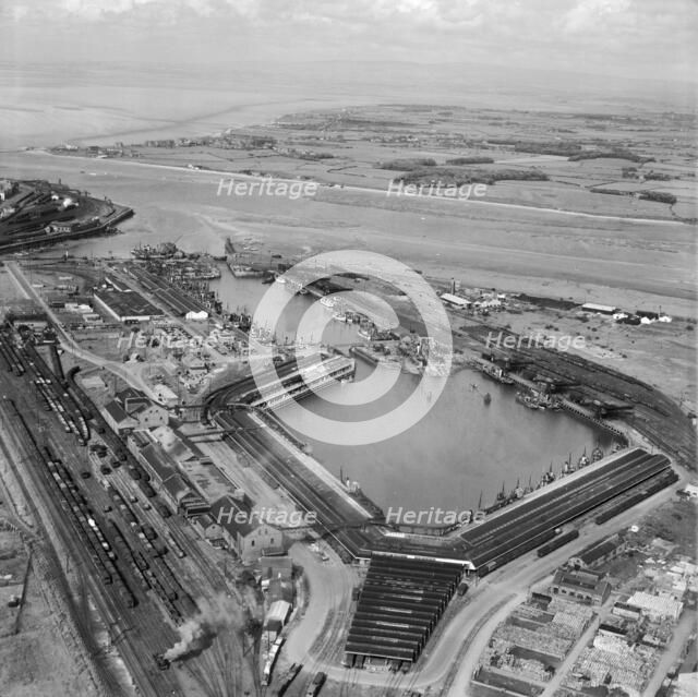 Fish Dock and Wyre Dock, Fleetwood, Lancashire, from the south-west, 1949. Artist: Aerofilms.
