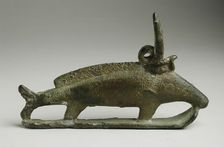 Fish Figurine Wearing a Horned Sun Disk, Late Period-Ptolemaic Period (664-30 BCE). Creator: Unknown