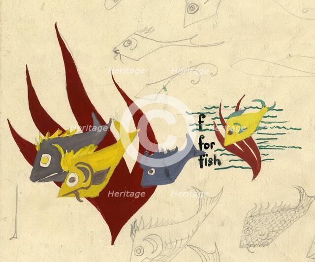 Fish illustration, c1950. Creator: Shirley Markham.