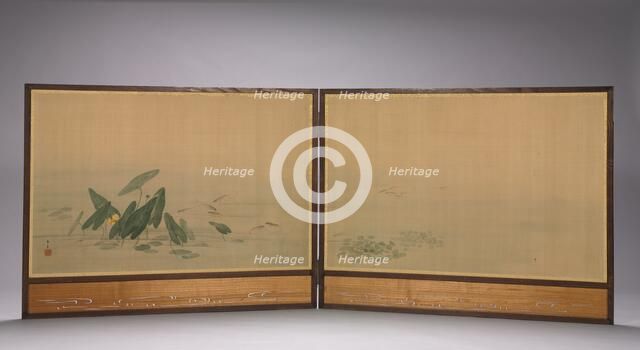 Fish in a Lotus Pond, 1800s. Creator: Donshu Ohara (Japanese).