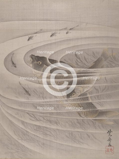 Fish in a Whirlpool, ca. 1887. Creator: Kawanabe Kyosai.