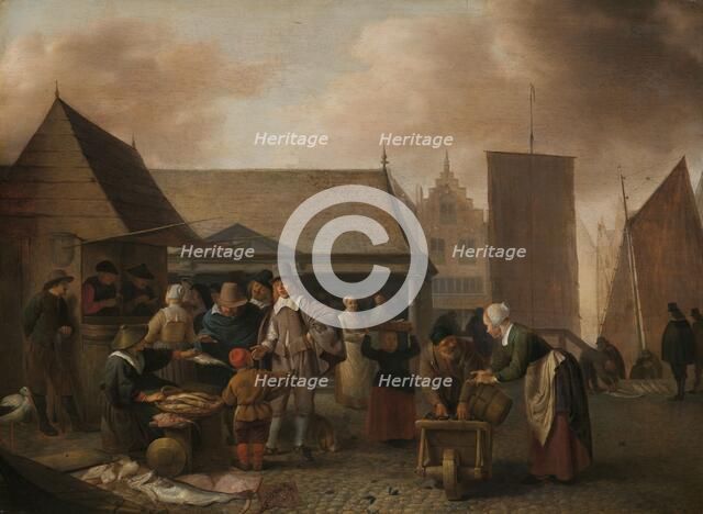 Fish Market, 1650-1670. Creator: Hendrik Martensz. Sorgh.