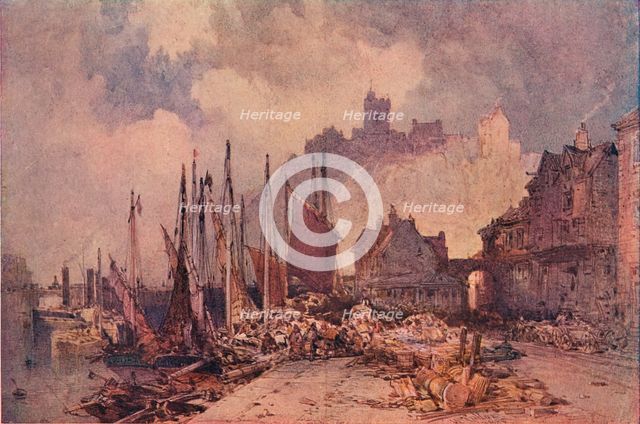 'Fish Market on the Quay, Folkestone Harbour', c1885. Artist: William Callow.