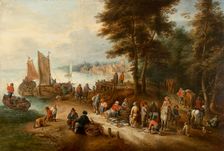 Fish Market on the Shore, c1698-1765. Creator: Théobald Michau