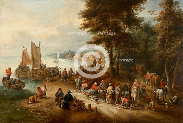 Fish Market on the Shore, c1698-1765. Creator: Théobald Michau.