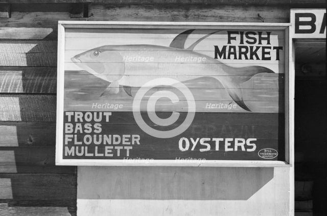 Fish market sign, Beaufort, South Carolina, 1936. Creator: Walker Evans.