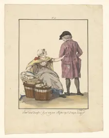 Fish seller and customer, 1803-c.1899. Creator: J. Enklaar