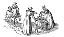 Fish stall in a market, 1572. Artist: Georgius Braun