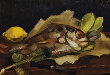 Fish still life with lemon, 1921. Creator: Henri Victor Gabriel Le Fauconnier