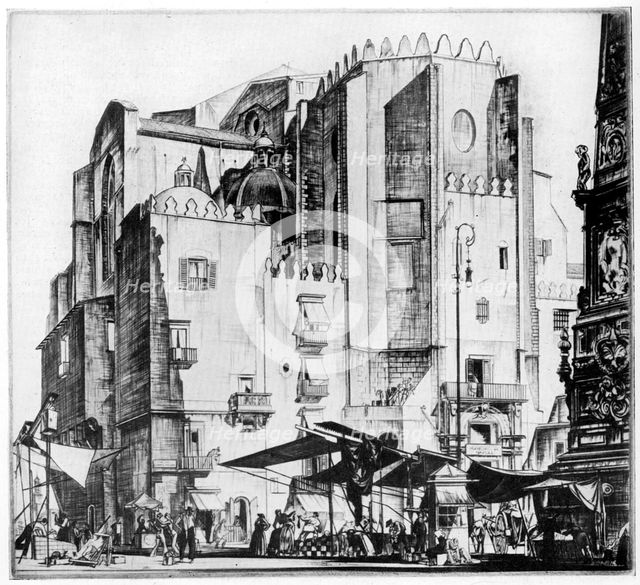 'Fishmarket, Naples', 1929. Artist: G Wedgwood