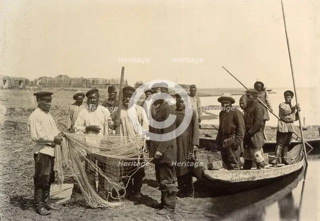 Fishmen on the Lake Zaisan, 1909. Creator: Nikolai Georgievich Katanaev.