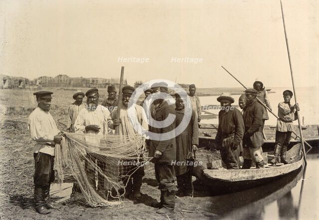 Fishmen on the Lake Zaisan, 1909. Creator: Nikolai Georgievich Katanaev.