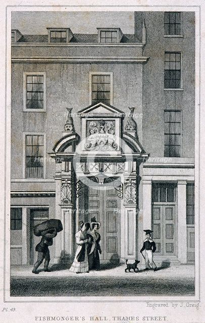 Fishmongers' Hall, Thames Street, London, c1835. Artist: John Greig