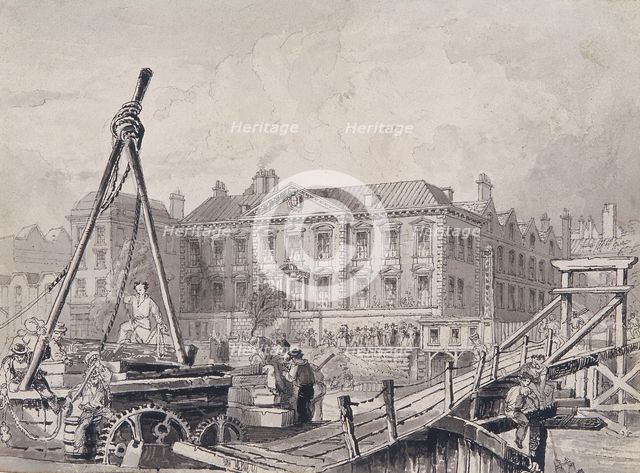 Fishmongers' Hall from north east, London, c1835. Artist: John Woods