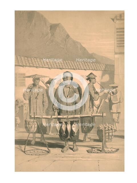 Fishmongers in Hong Kong, 19th century. Creator: M & N Hanhart.