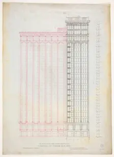 Fisher Building Addition, Chicago, Illinois, Elevation, 1890. Creator: Peter Joseph Weber