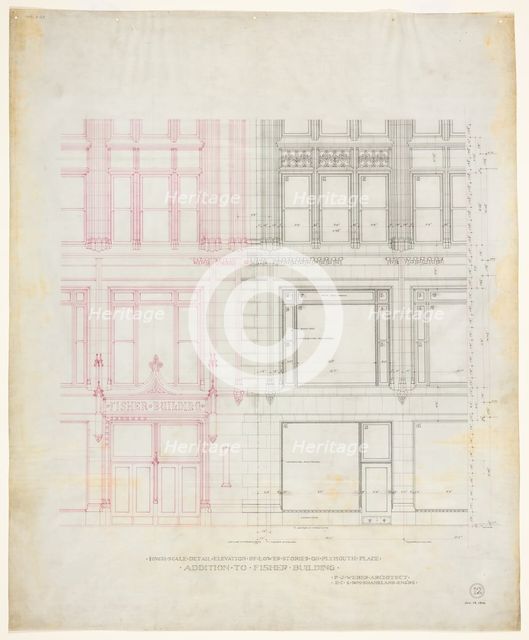 Fisher Building Addition, Chicago, Illinois, Elevation, 1890. Creator: Peter Joseph Weber.