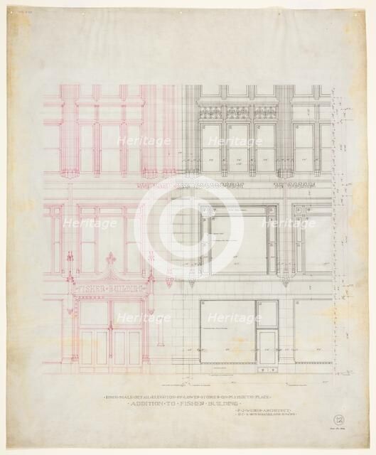 Fisher Building Addition, Chicago, Illinois, Elevation, 1890. Creator: Peter Joseph Weber.