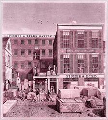 Fisher & Bird's Marble Yard, 287 Bowery, New York, ca. 1836. Creator: John Baker