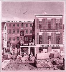 Fisher & Bird's Marble Yard, 287 Bowery, New York, ca. 1836. Creator: John Baker