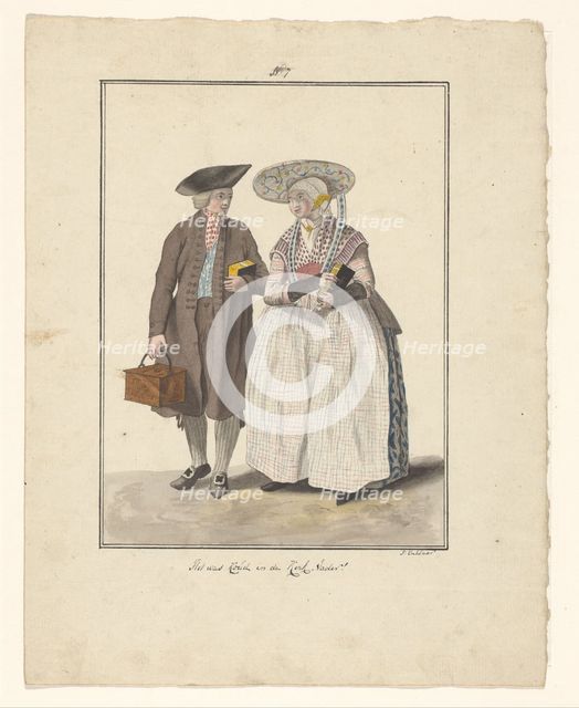 Fisher couple from Friesland, 1803-c.1899.  Creator: J. Enklaar.