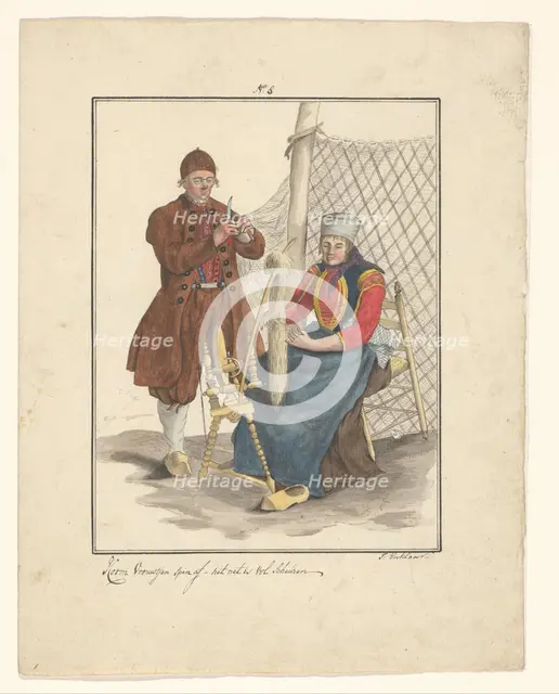 Fisher couple from Schokland, 1803-c.1899.  Creator: J. Enklaar.