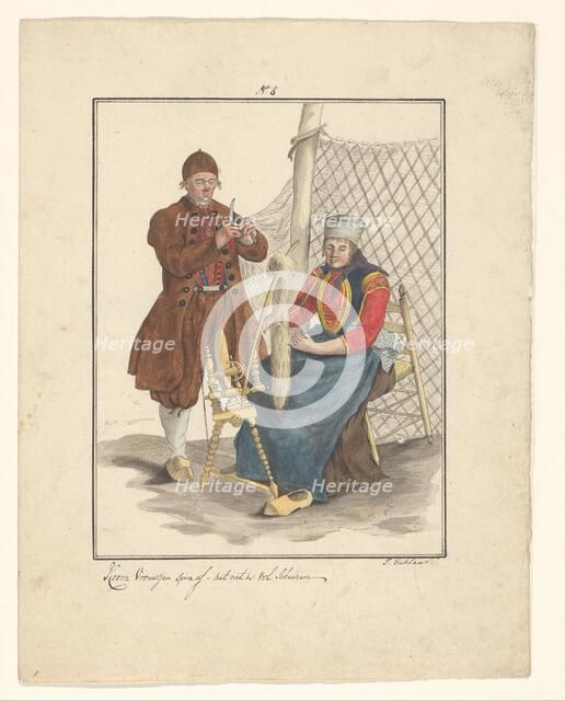 Fisher couple from Schokland, 1803-c.1899.  Creator: J. Enklaar.