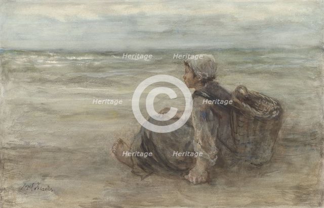 Fisher-girl on the beach, 1903. Creator: Jozef Israels.