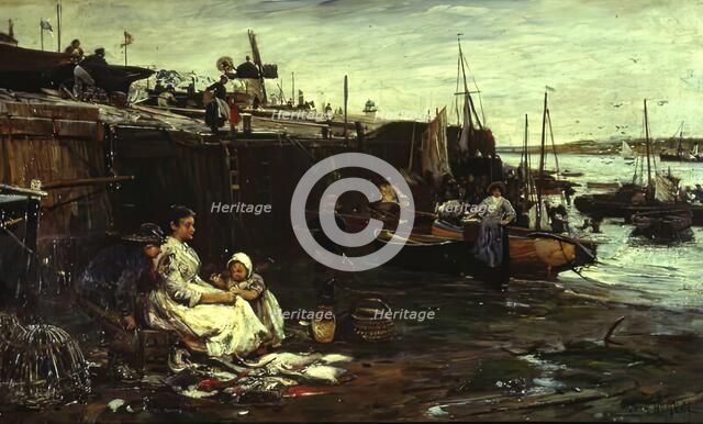Fisherfolk at St Ives, 1893. Creator: John Robertson Reid.