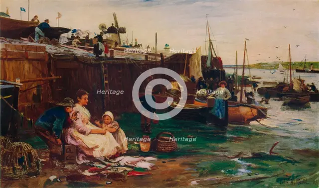 'Fisherfolk at St. Ives', 1893. Artist: John Robertson Reid.