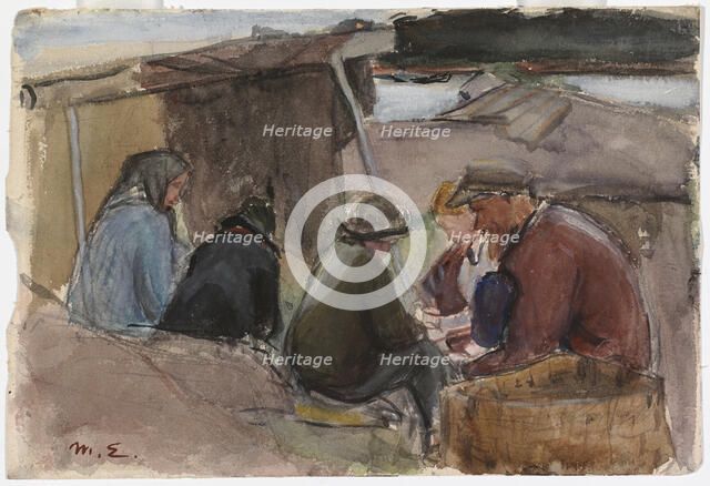 Fisherfolk by the Sea, 1900-1925. Creator: Magnus Enckell.