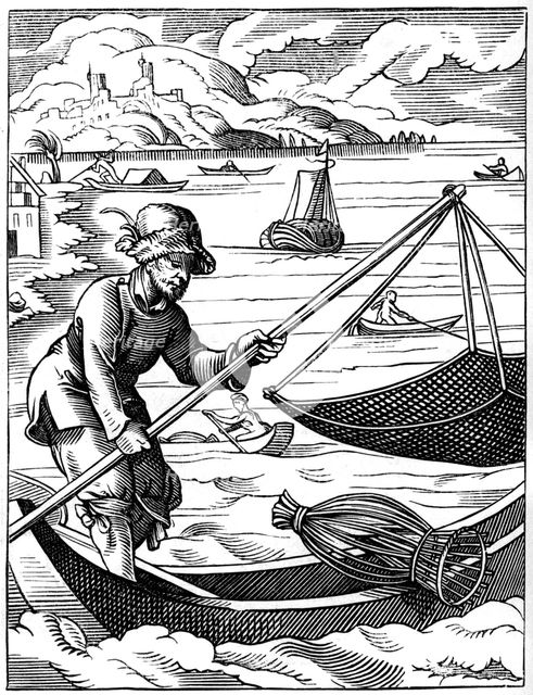 Fisherman, 16th century (1849).Artist: Jost Amman