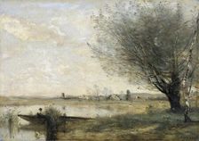 Fisherman moored at a bank 1865-70. Artist: Jean-Baptiste-Camille Corot