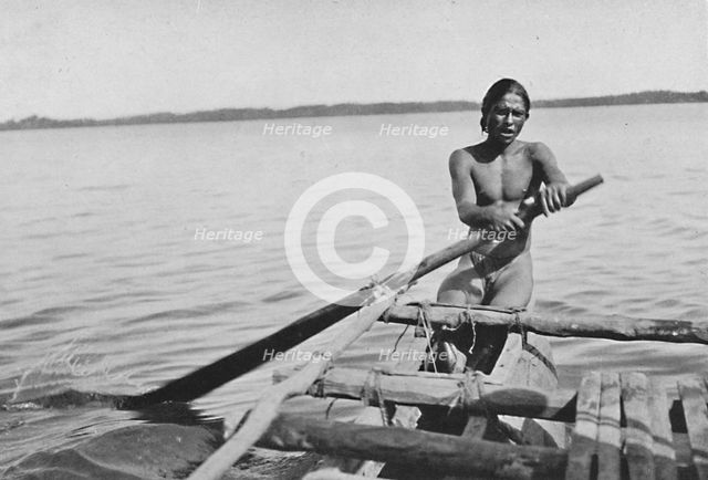 'Fisherman on his Canoe', c1890, (1910). Artist: Alfred William Amandus Plate.