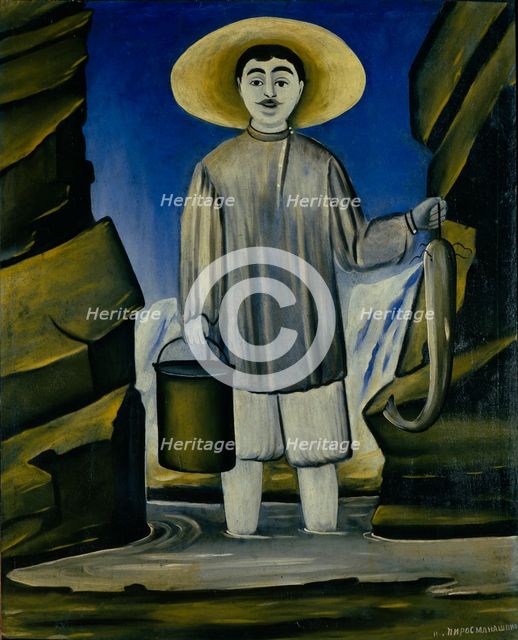 Fisherman among the rocks, 1906. Artist: Pirosmani, Niko (1862-1918)