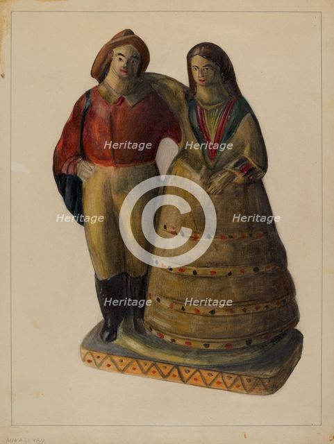 Fisherman and Woman, c. 1937. Creator: Mina Lowry.