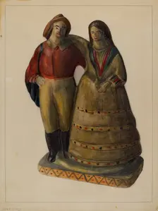 Fisherman and Woman, c. 1937. Creator: Mina Lowry