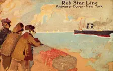 Fisherman and sailors watching a Red Star ocean liner, c1900. Creator: Unknown