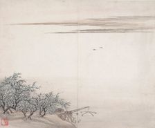 Fisherman by Plum Trees, c1786-1836. Creator: Gu Haoqing