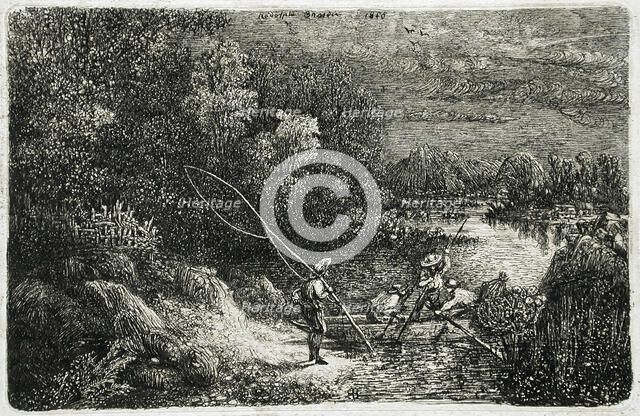 Fisherman in a Fantastic Landscape, 1868. Creator: Rodolphe Bresdin.