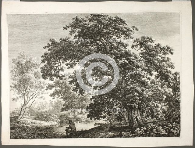 Fisherman in Wooded Landscape, n.d. Creator: Carl Wilhelm Kolbe the elder.