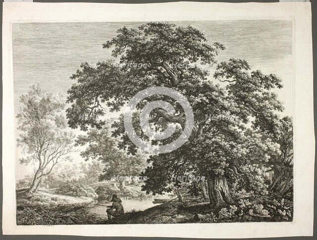 Fisherman in Wooded Landscape, n.d. Creator: Carl Wilhelm Kolbe the elder.