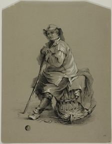 Fisherman Seated on Lobster Pot, 19th century. Creator: Eugene Blery